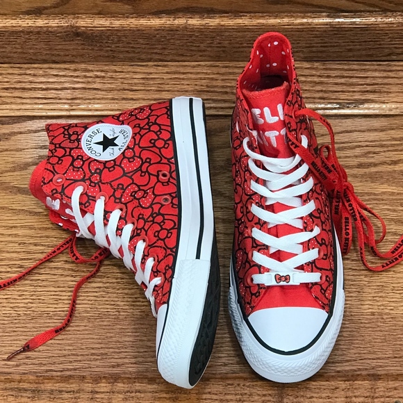 Converse CTAS Hi X Hello Kitty Red Shoes - Picture 5 of 8